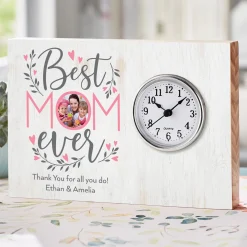 Best Mom Ever Photo Wood Clock