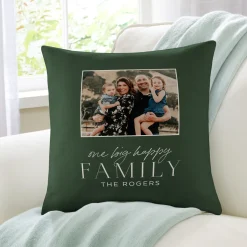 Big Happy Family Photo Throw Pillow