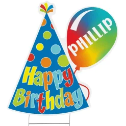 Birthday Hat & Balloon Yard Sign