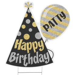 Birthday Hat & Balloon Yard Sign