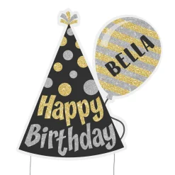 Birthday Hat & Balloon Yard Sign