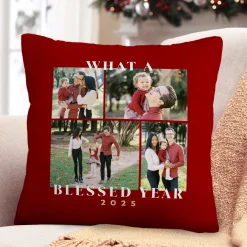 Blessed Year Photo Collage Throw Pillow