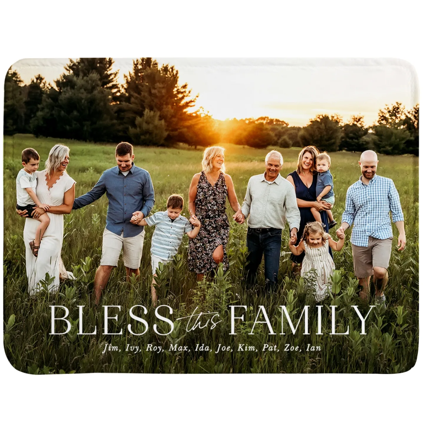 Bless This Family Photo Plush Blanket