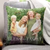 Bless This Family Photo Throw Pillow