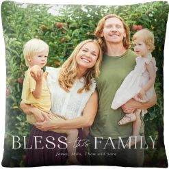 Bless This Family Photo Throw Pillow