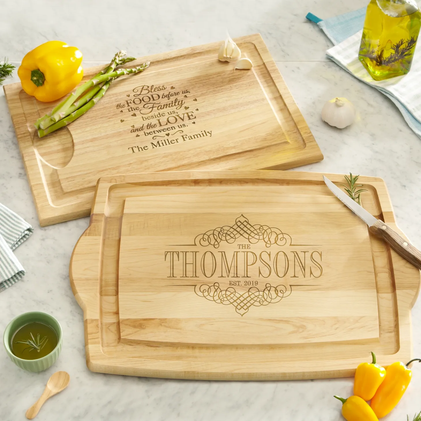 Bless This Food Maple Wood Cutting Board