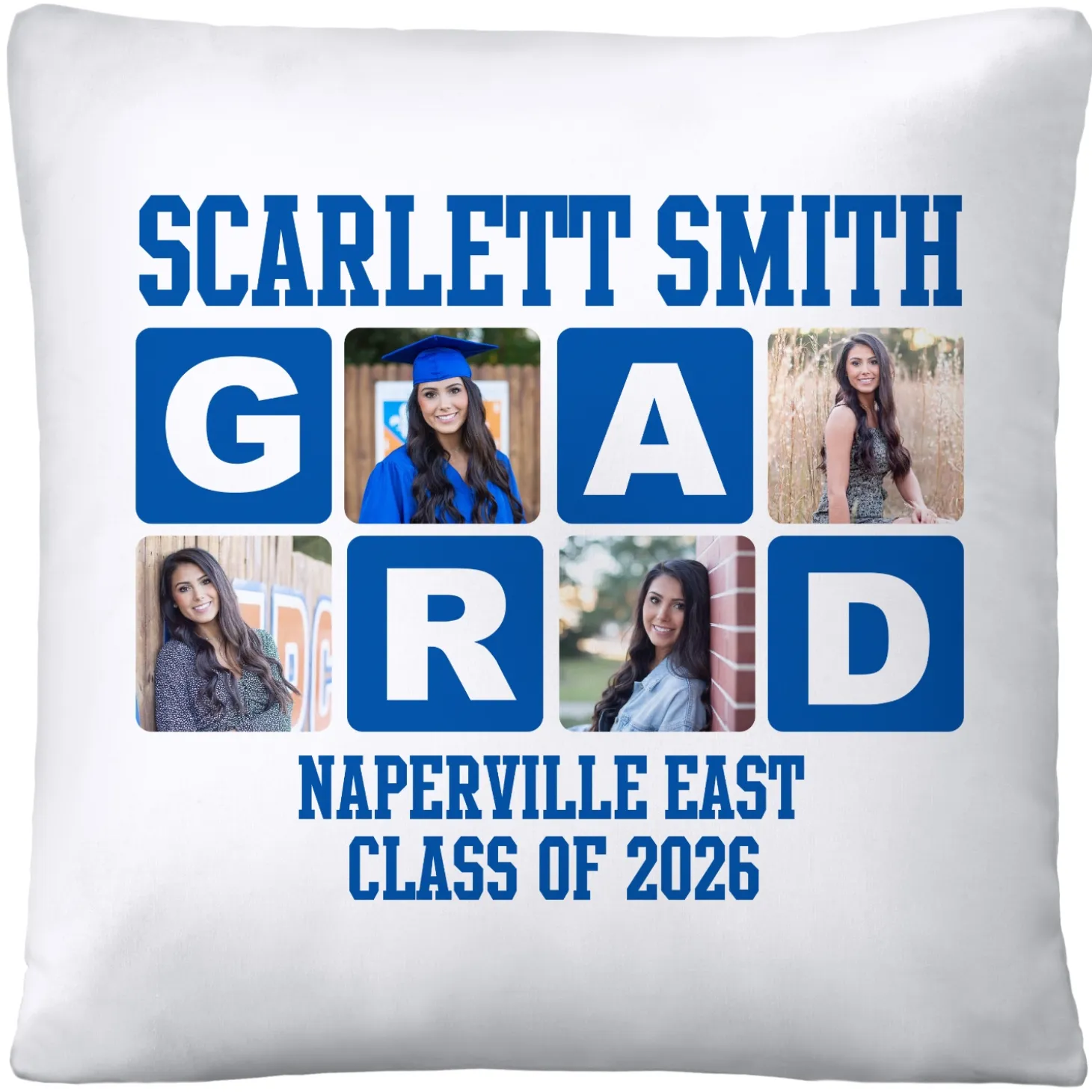 Blocks Of Color Graduation Photo Throw Pillow