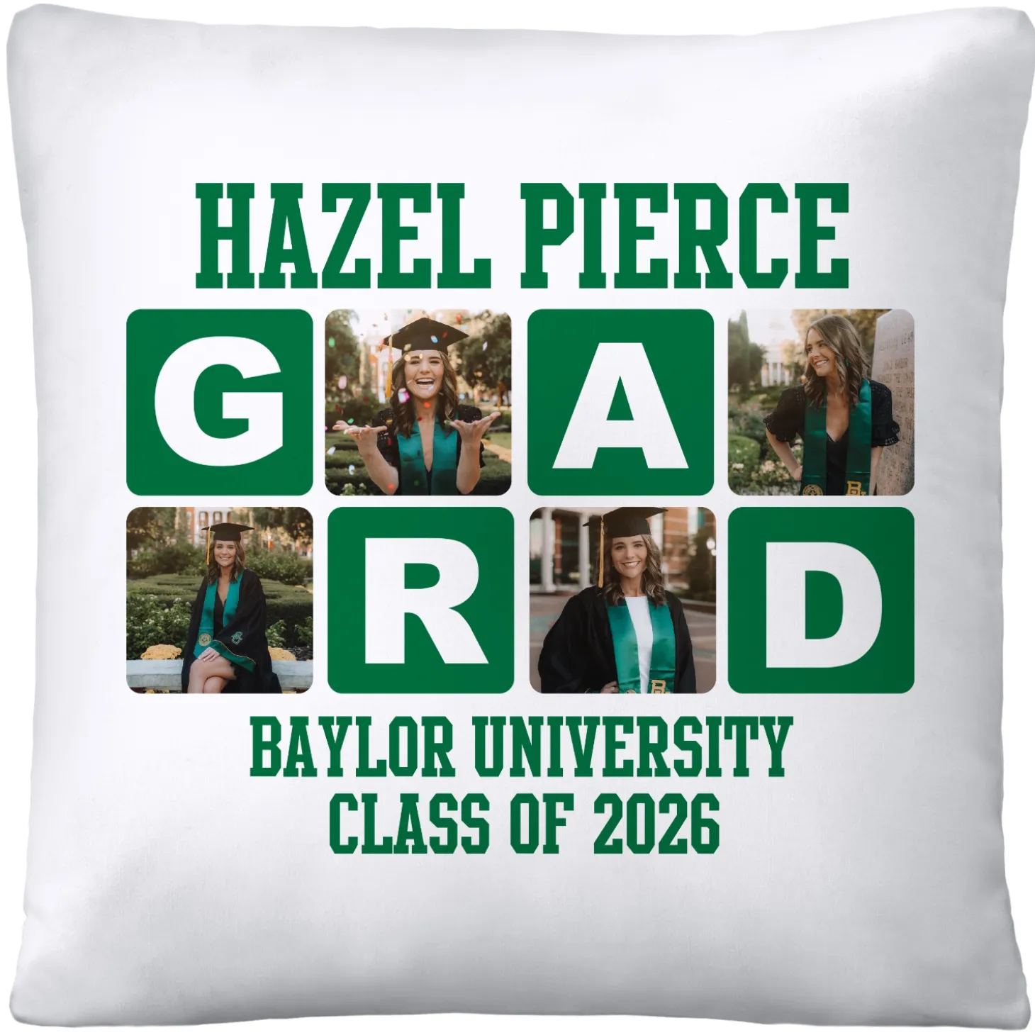 Blocks Of Color Graduation Photo Throw Pillow