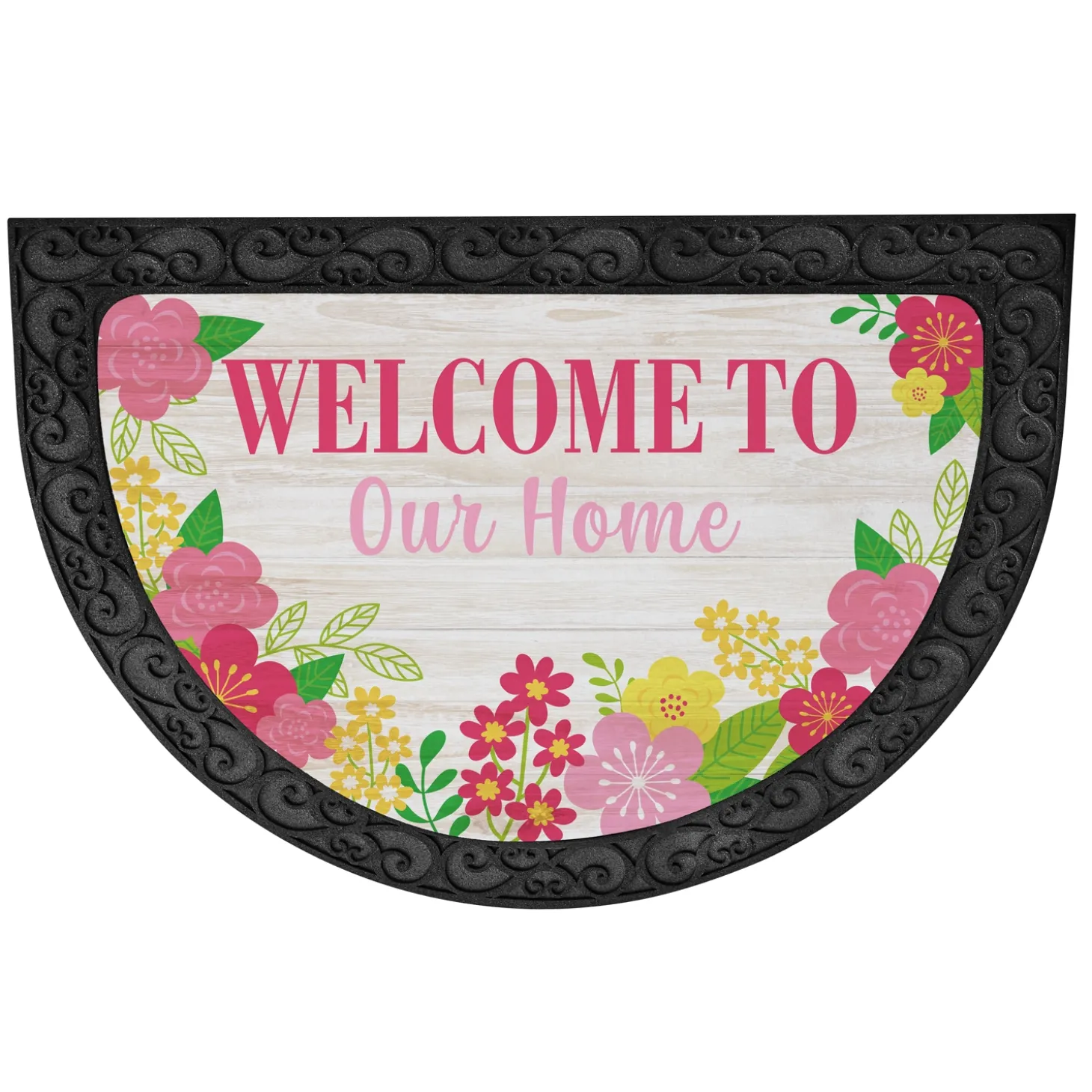 Blooming Flowers Half Round Doormat
