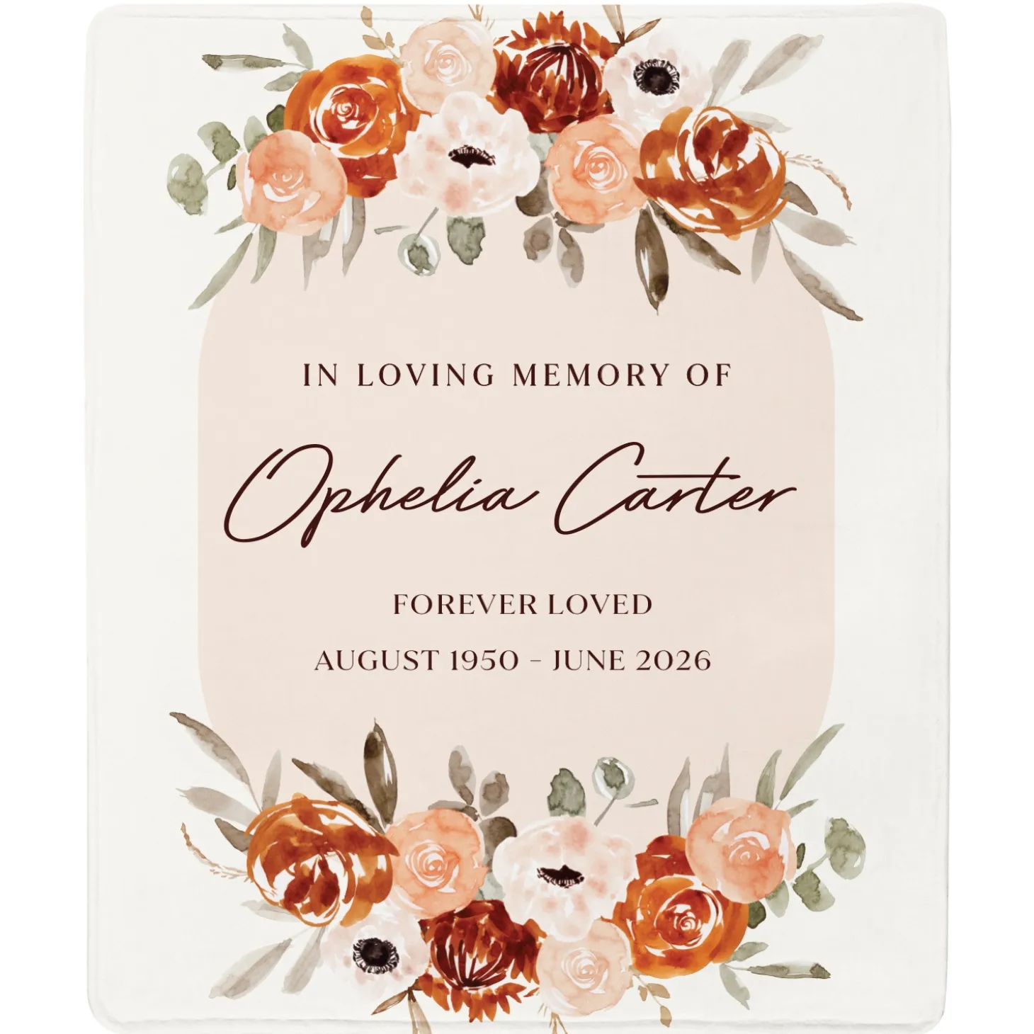 Blooms With Love Memorial Plush Blanket