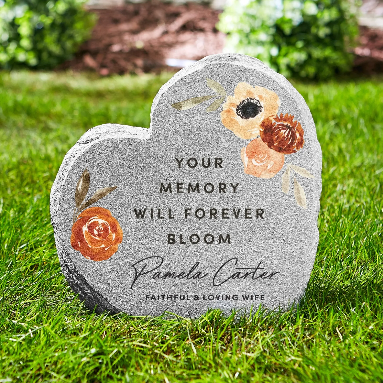 Blooms With Love Memorial Standing Heart Garden Stone