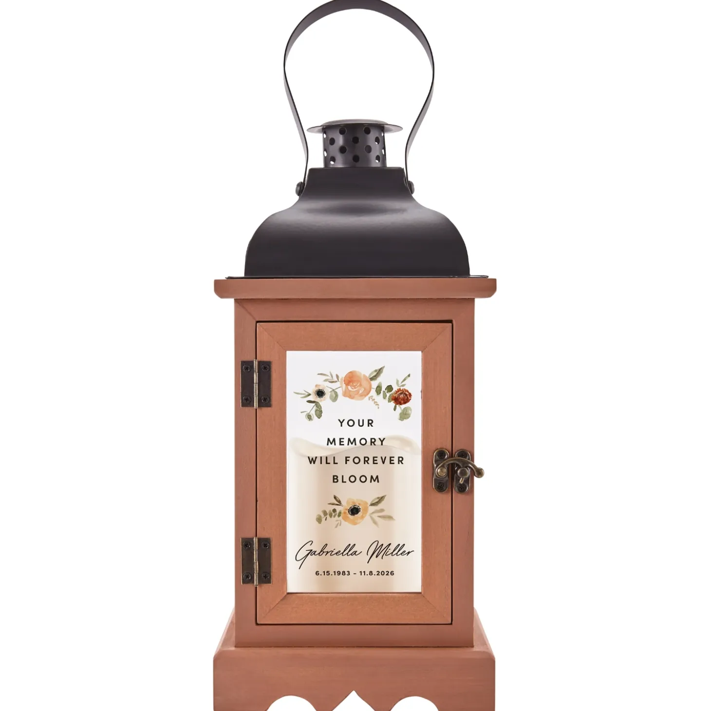Blooms With Love Memorial Wood Lantern