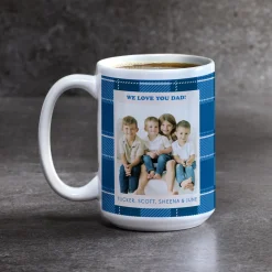 Blue Plaid Photo Mug