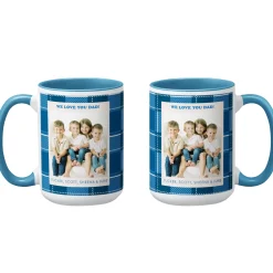 Blue Plaid Photo Mug