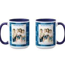 Blue Plaid Photo Mug
