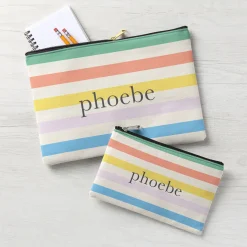 Blush Stripes Zipper Pouch