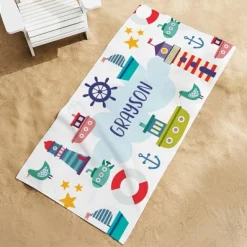 Boats & Lighthouses Beach Towel