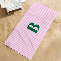 Bold Initial Striped Beach Towel