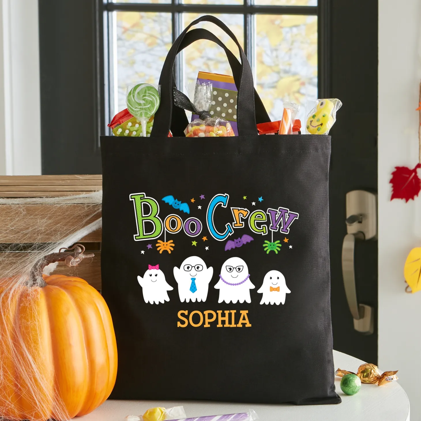 Boo Crew Halloween Black Treat Bag