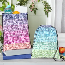 Boxy Name Allover Print Drawstring Bag
