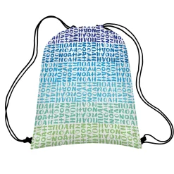 Boxy Name Allover Print Drawstring Bag