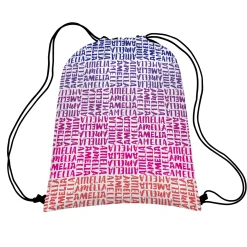 Boxy Name Allover Print Drawstring Bag