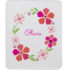 Bright Floral Name Plush Blanket