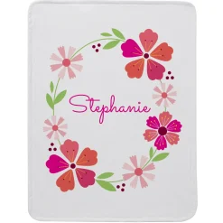 Bright Floral Name Plush Blanket