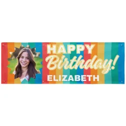 Bright Stripes Birthday Photo Banner