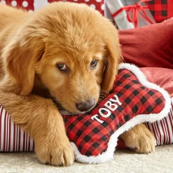 Buffalo Plaid Plush Dog Bone Toy