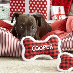 Buffalo Plaid Plush Dog Bone Toy