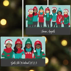 Bundled Up Besties Rectangle Ornament