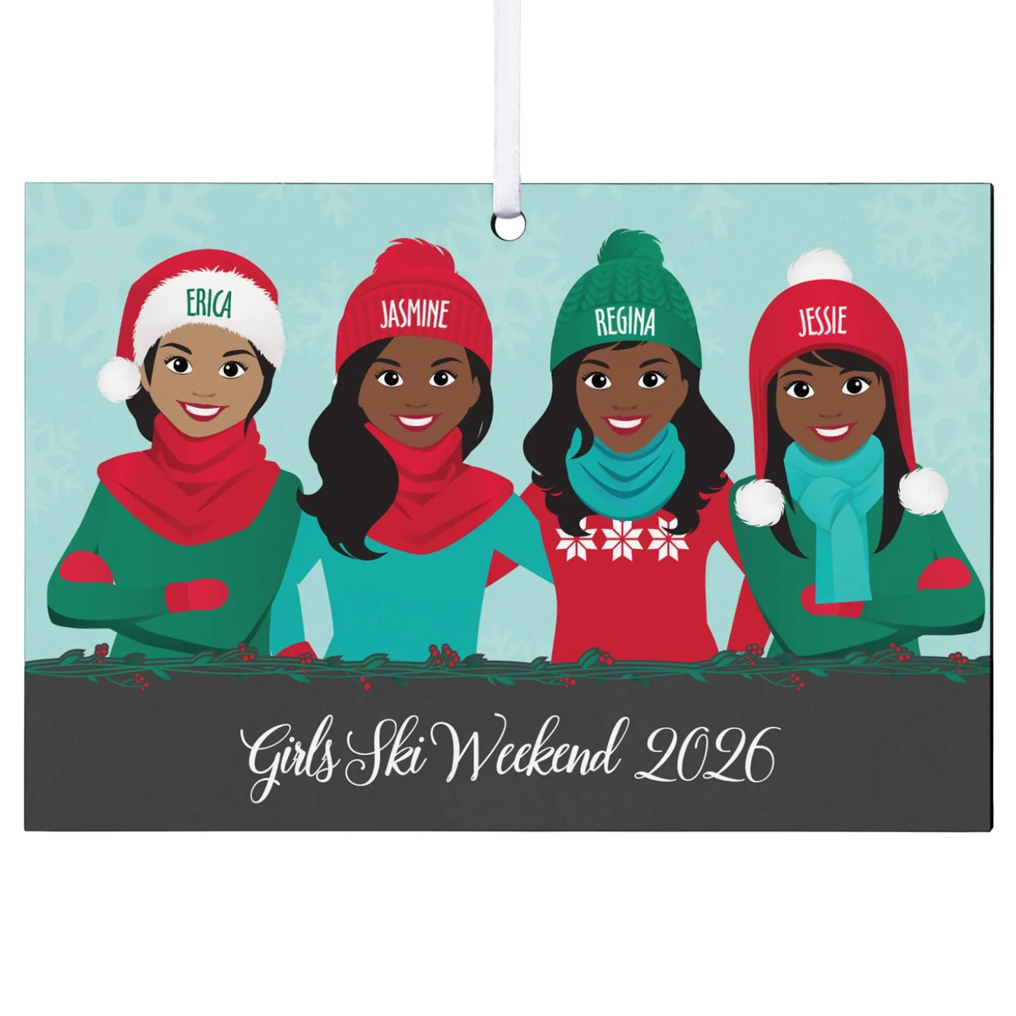 Bundled Up Besties Rectangle Ornament
