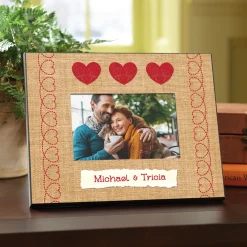 Burlap Hearts Frame