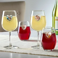 Bursting Heart Photo Message Wine Glass