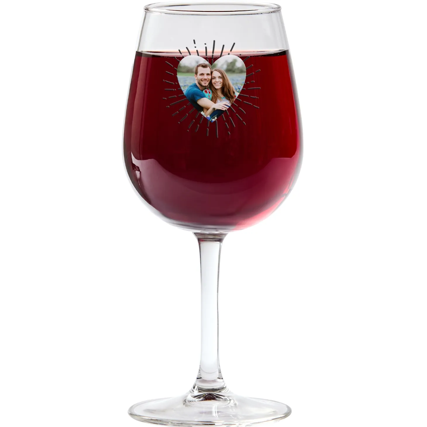 Bursting Heart Photo Message Wine Glass