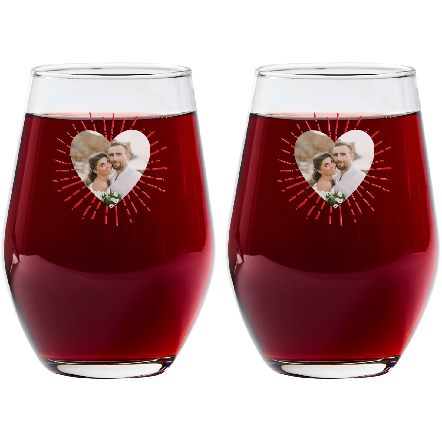 Bursting Heart Photo Message Wine Glass