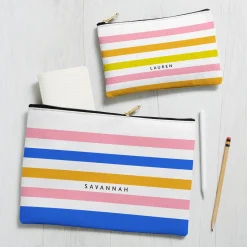 Cabana Stripes Zipper Pouch