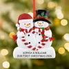 Candy Cane Heart Snowman Couple Ornament