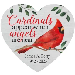 Cardinals Appear When Angels Are Near Wood Heart