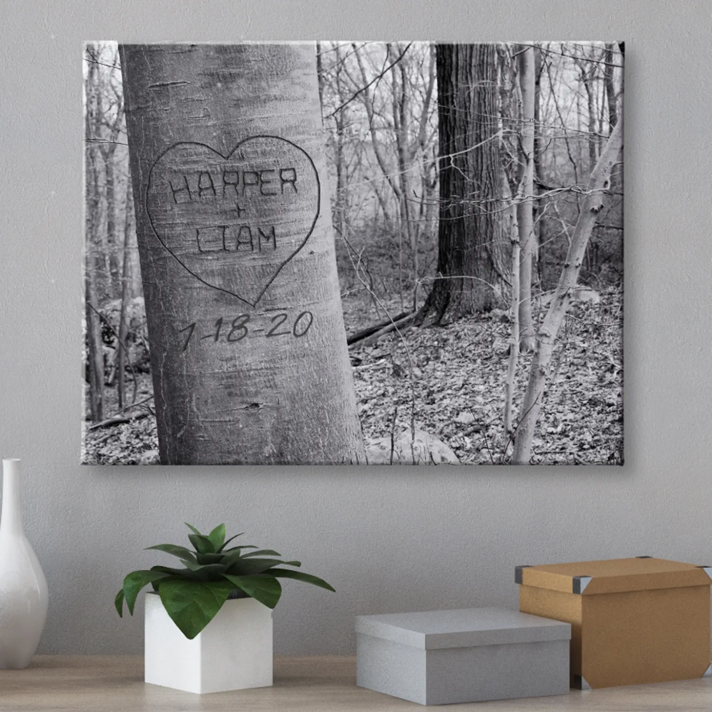 Carved Heart Art Canvas