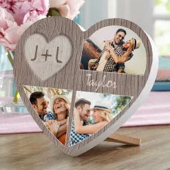 Carved In Love Photo Wood Heart
