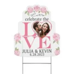 Celebrate Love Photo Cake Yard Sign