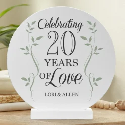 Celebration of Love Anniversary Wooden Circle with Stand
