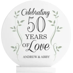 Celebration of Love Anniversary Wooden Circle with Stand