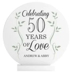 Celebration of Love Anniversary Wooden Circle with Stand