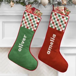 Checkerboard Cuff Stocking