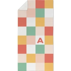 Checkerboard Initial Beach Towel