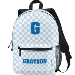 Checkered Initial and Name Backpack