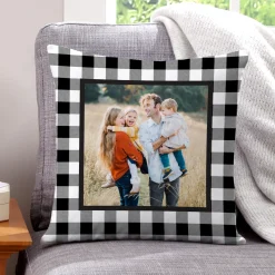 Checks With One Photo Throw Pillow